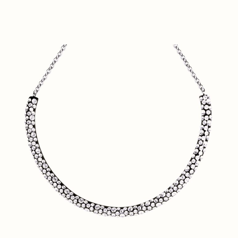 Collana-barramm8-pave' crystal su plexiglas nero