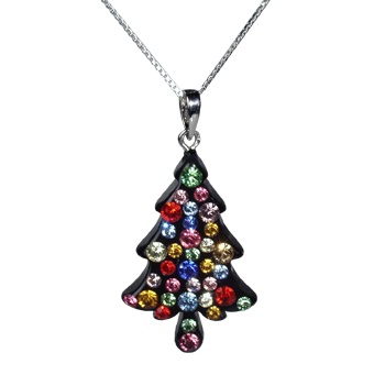 Collana-alberello pave multicolor catenina argento